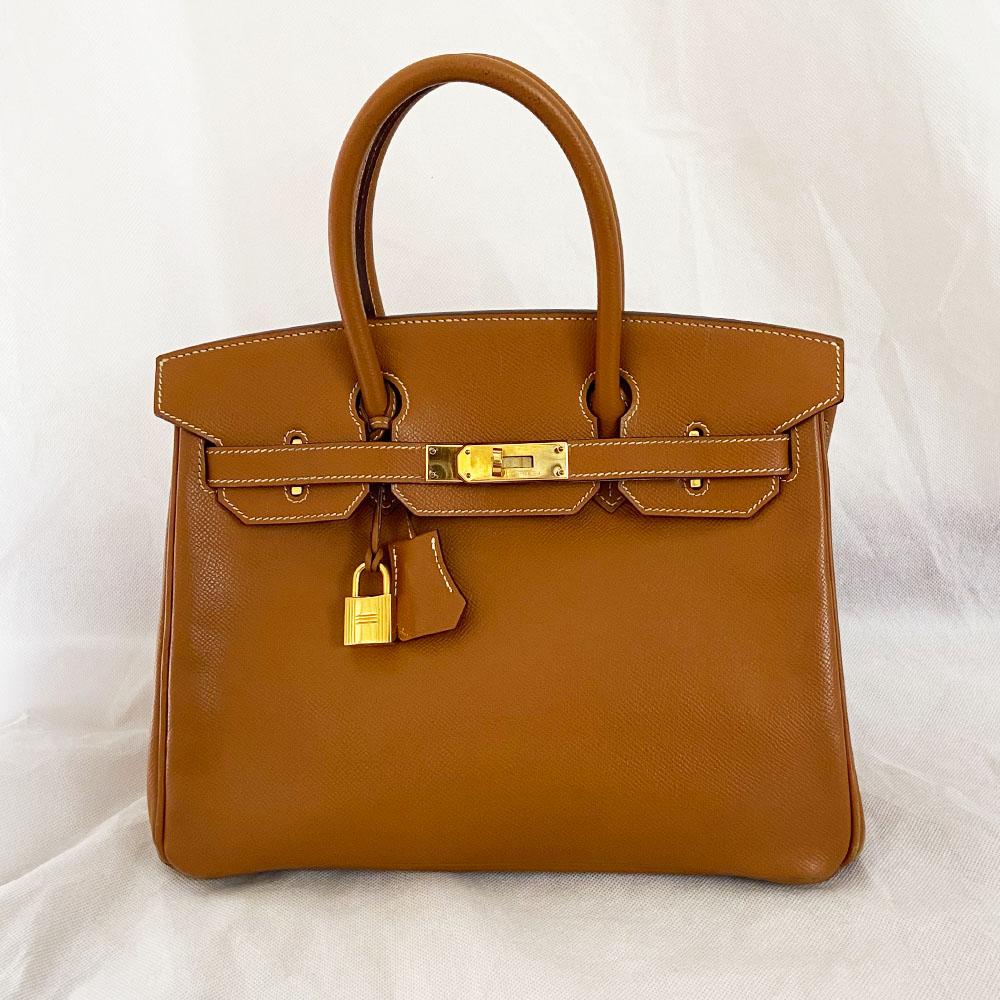 Hermes 30 Gold Birkin Epsom Leather Bag