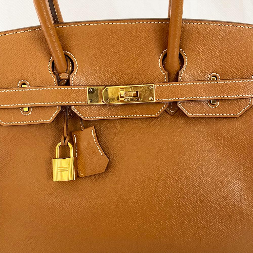 Hermes 30 Gold Birkin Epsom Leather Bag