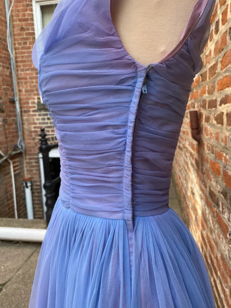 Purple Shiny Vintage Fashion Elegant Exquisite Beading Long Tulle Prom Gown Evening Gown Party Dress gh3412