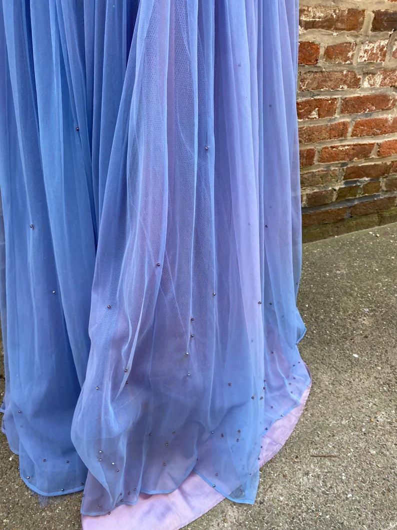 Purple Shiny Vintage Fashion Elegant Exquisite Beading Long Tulle Prom Gown Evening Gown Party Dress gh3412