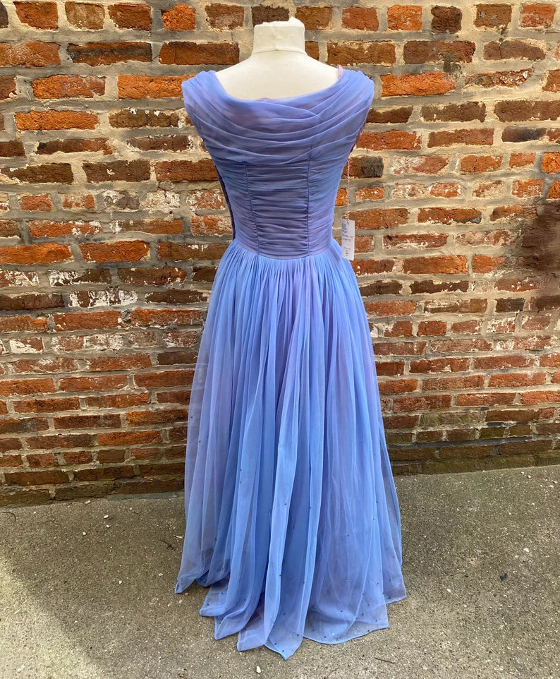 Purple Shiny Vintage Fashion Elegant Exquisite Beading Long Tulle Prom Gown Evening Gown Party Dress gh3412
