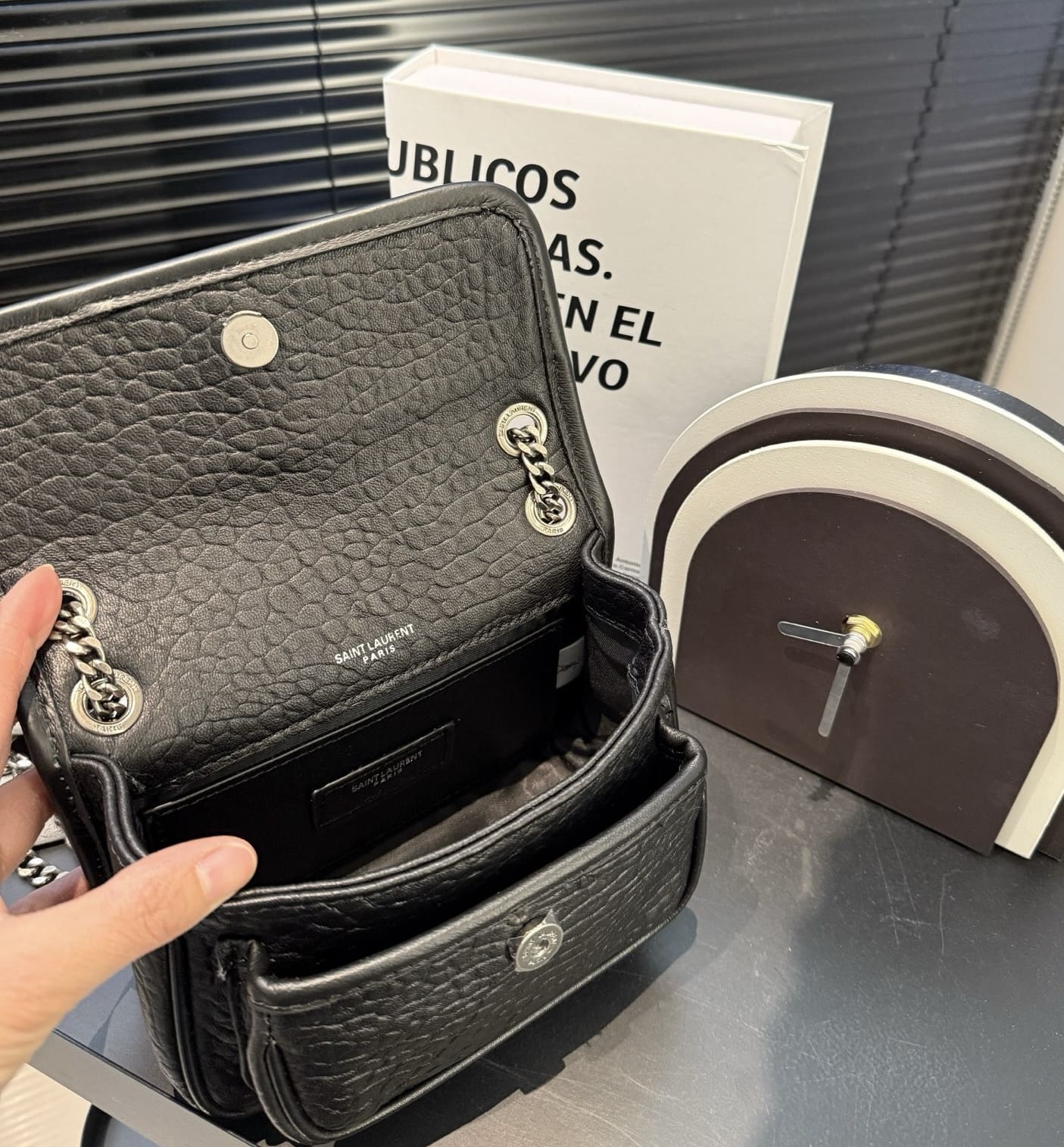 Saint Laurent niki mini in grained lambskin