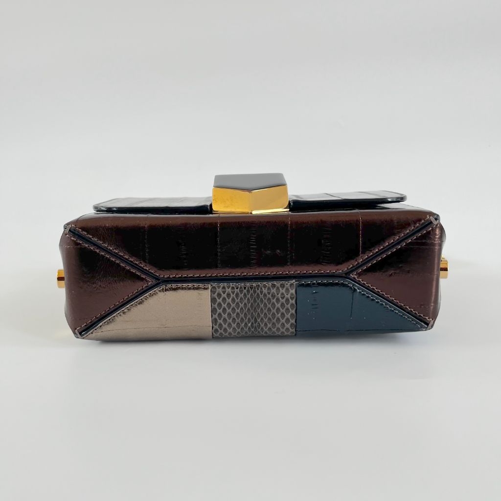 Jimmy Choo Lockett Brown and Gold Bag