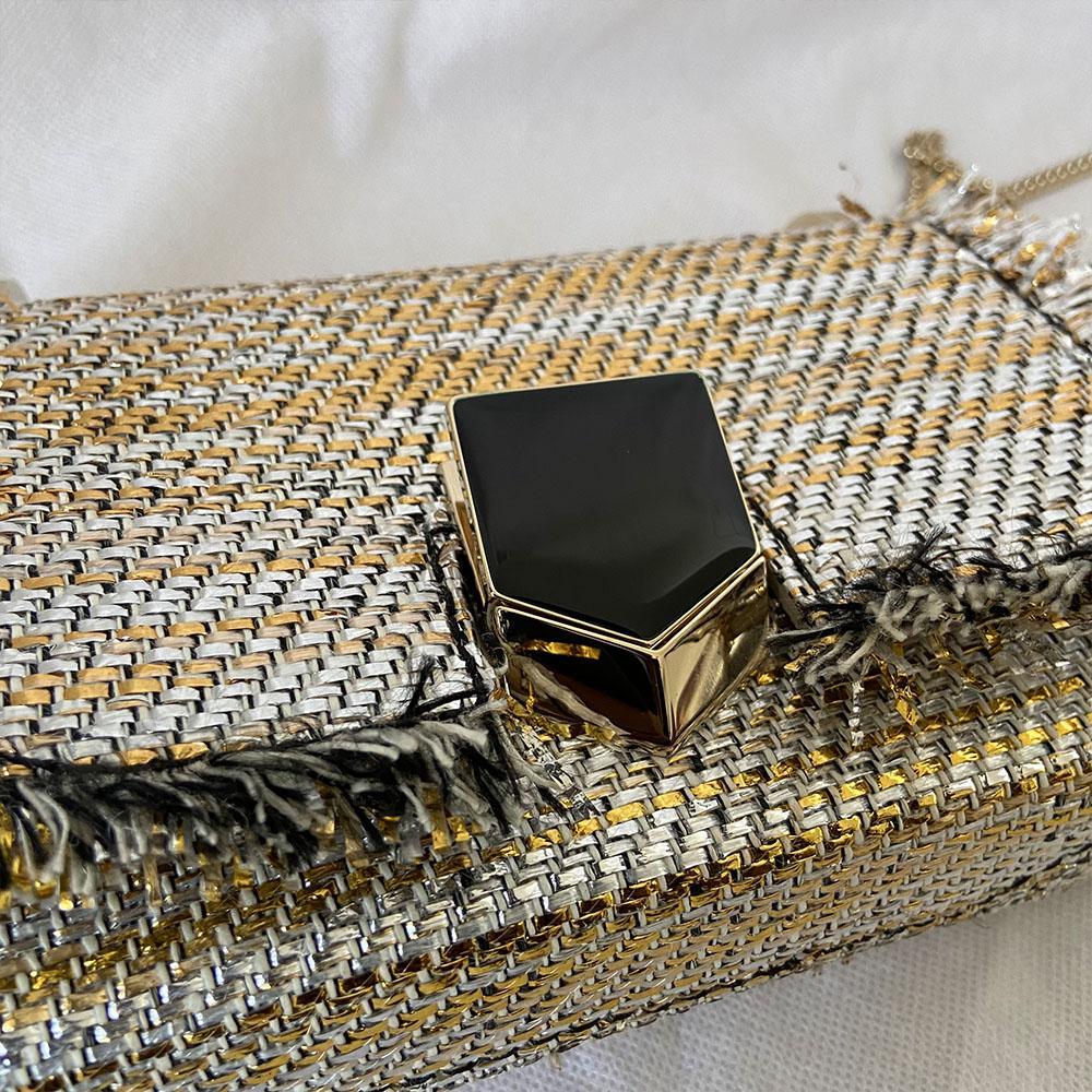 Jimmy Choo Lockett Petite Frayed Metallic Tweed Shoulder Bag