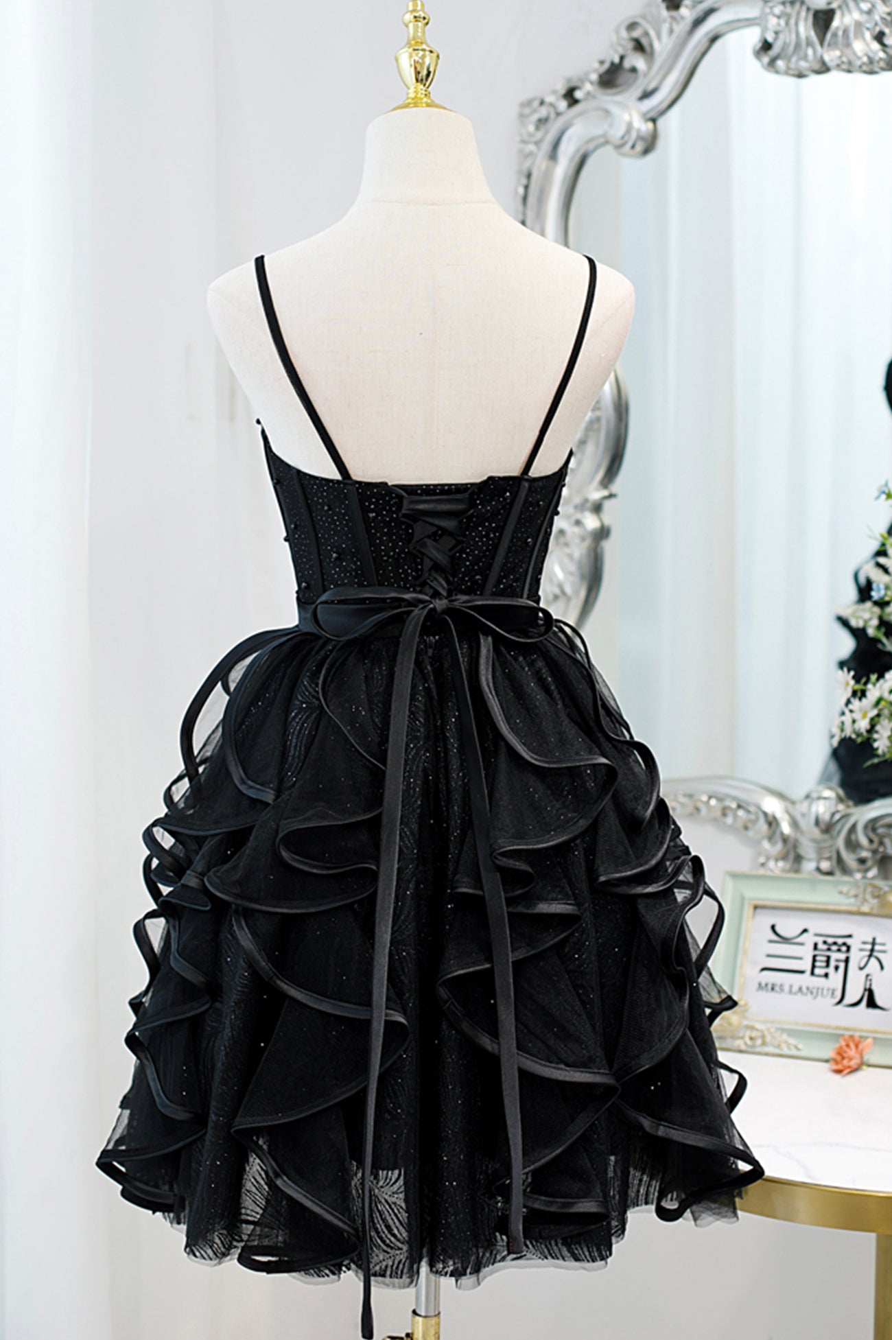 Lovely Spaghetti Strap Tulle Short Prom Dress, A-Line Homecoming Dress