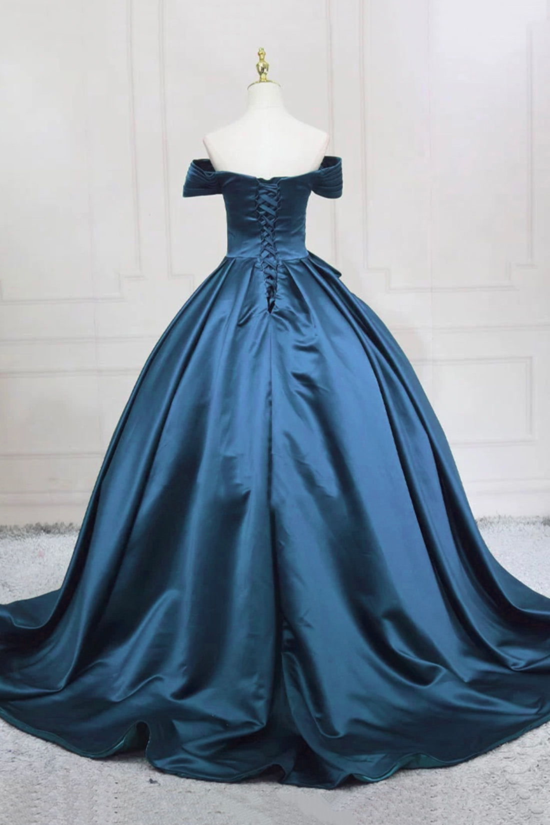 Blue Satin Long Formal Dress, Elegant A-line Princess Prom Dress
