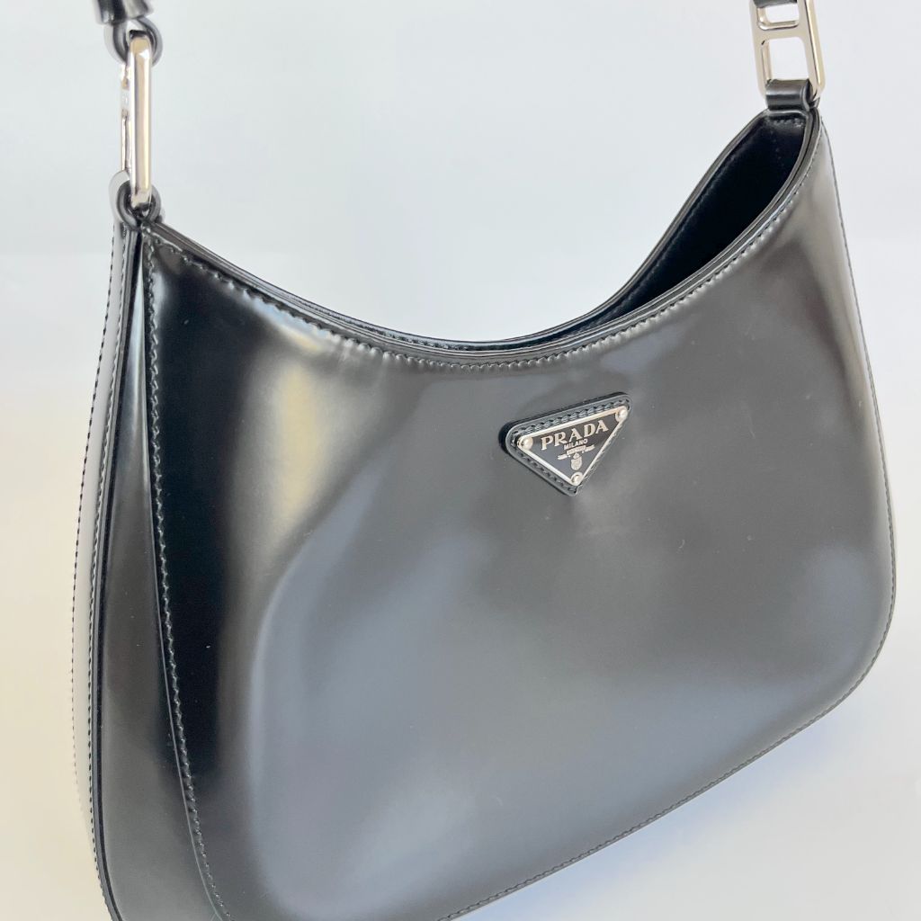 Prada Cleo Large Black Leather Shoulder Bag