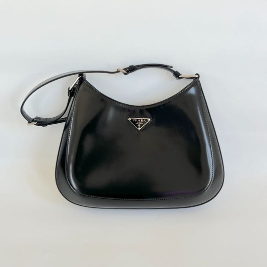 Prada Cleo Large Black Leather Shoulder Bag