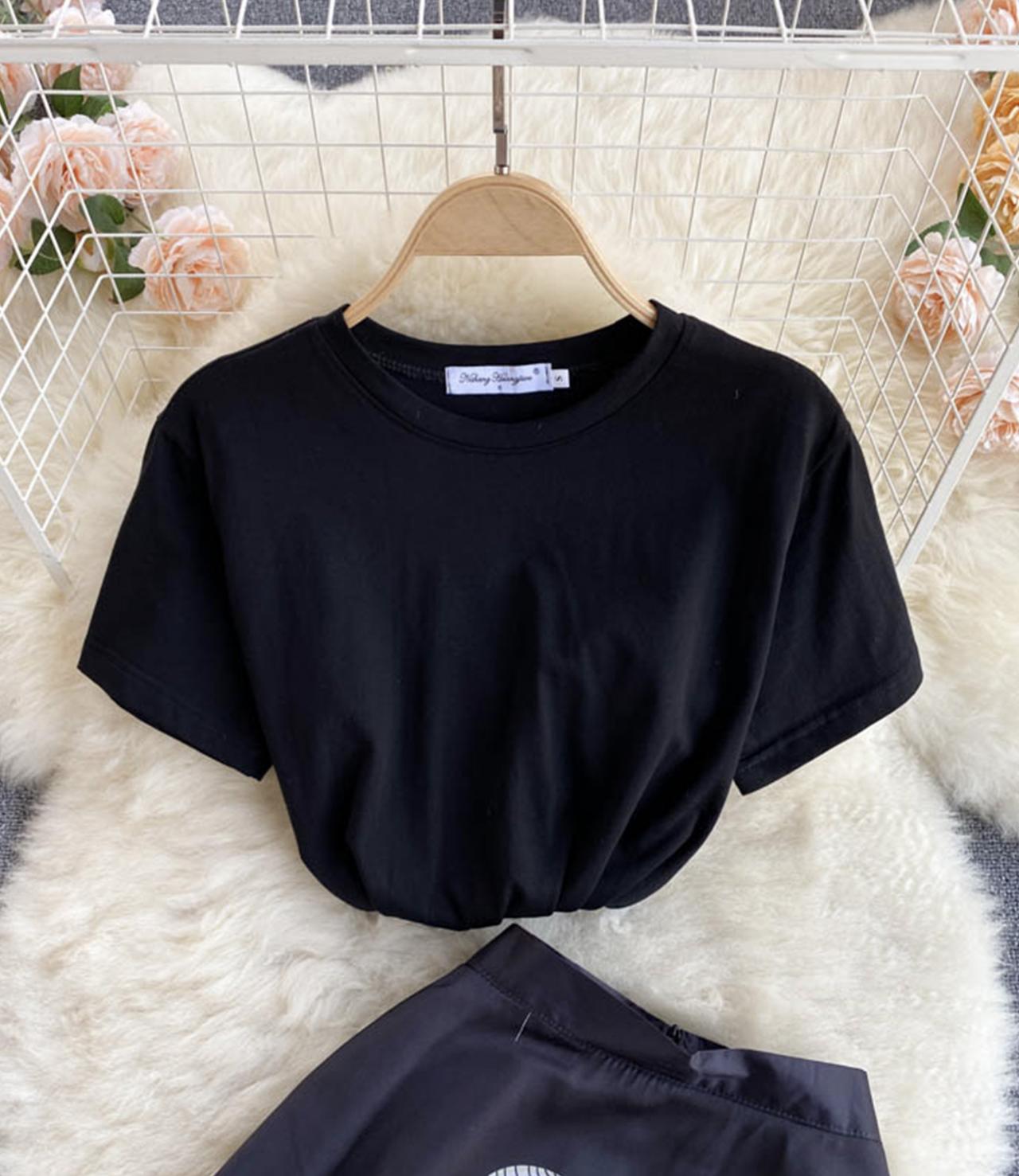 Black A line two pieces dress 666