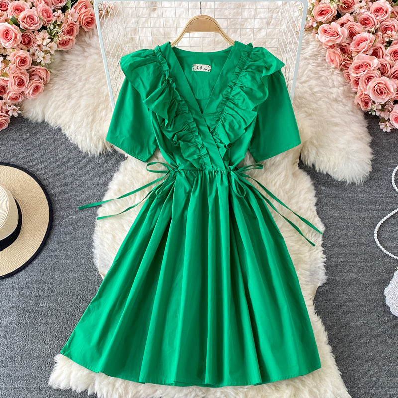 Cute A line v neck short dress fashion dress  549