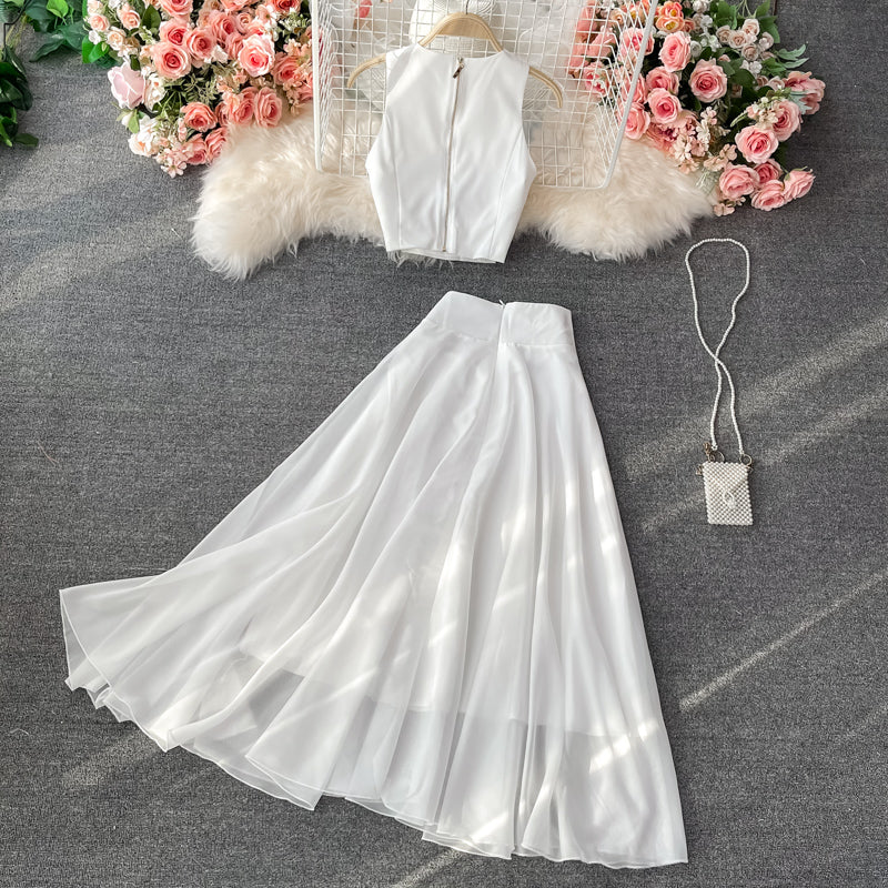 White A line two pieces dress fashion dress 614