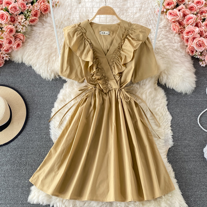 Cute A line v neck short dress fashion dress  549