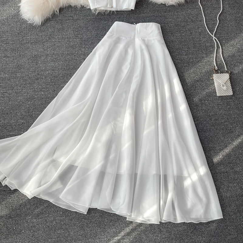 White A line two pieces dress fashion dress 614