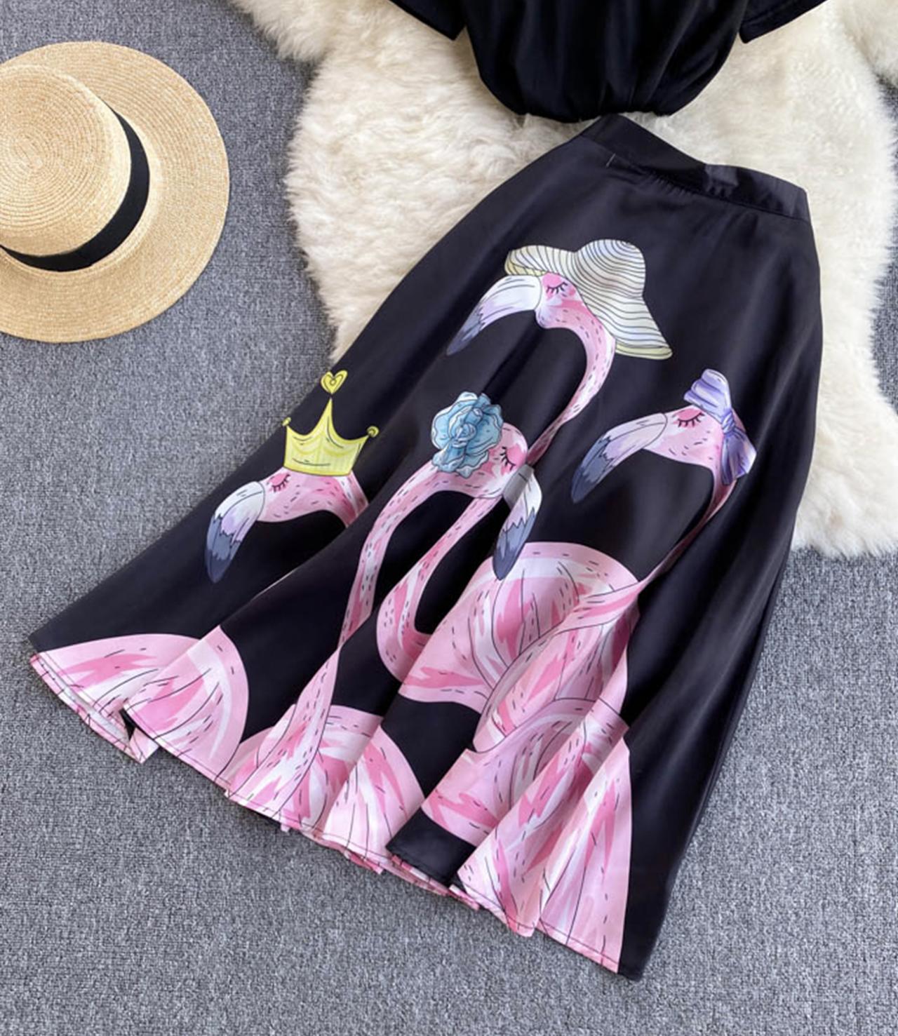 Black A line two pieces dress 666