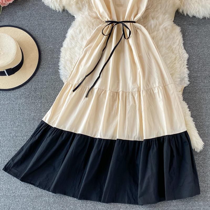 Stylish contrast A line dress 567