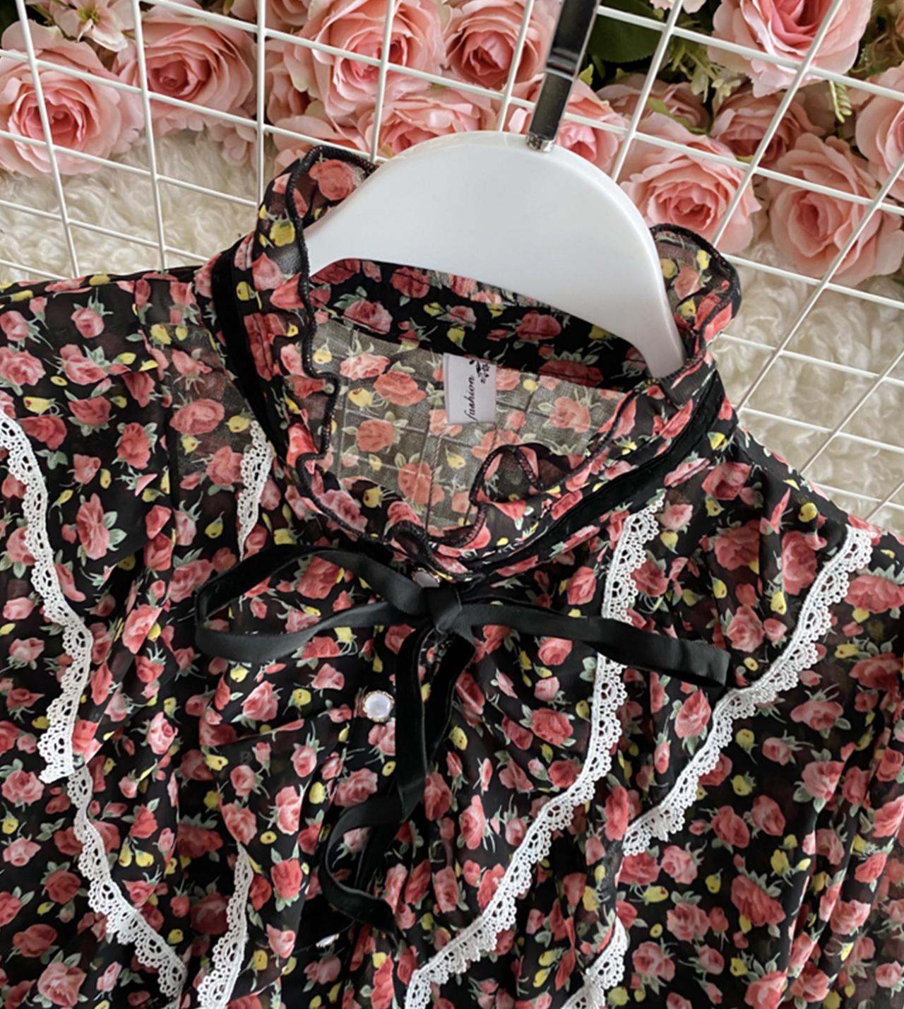 Cute floral long sleeve top 338