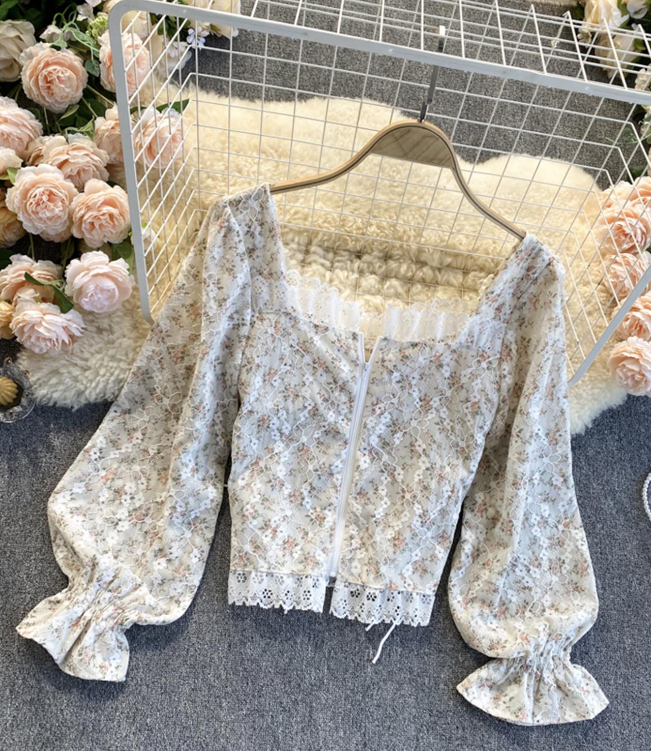 Cute lace long sleeve tops 328
