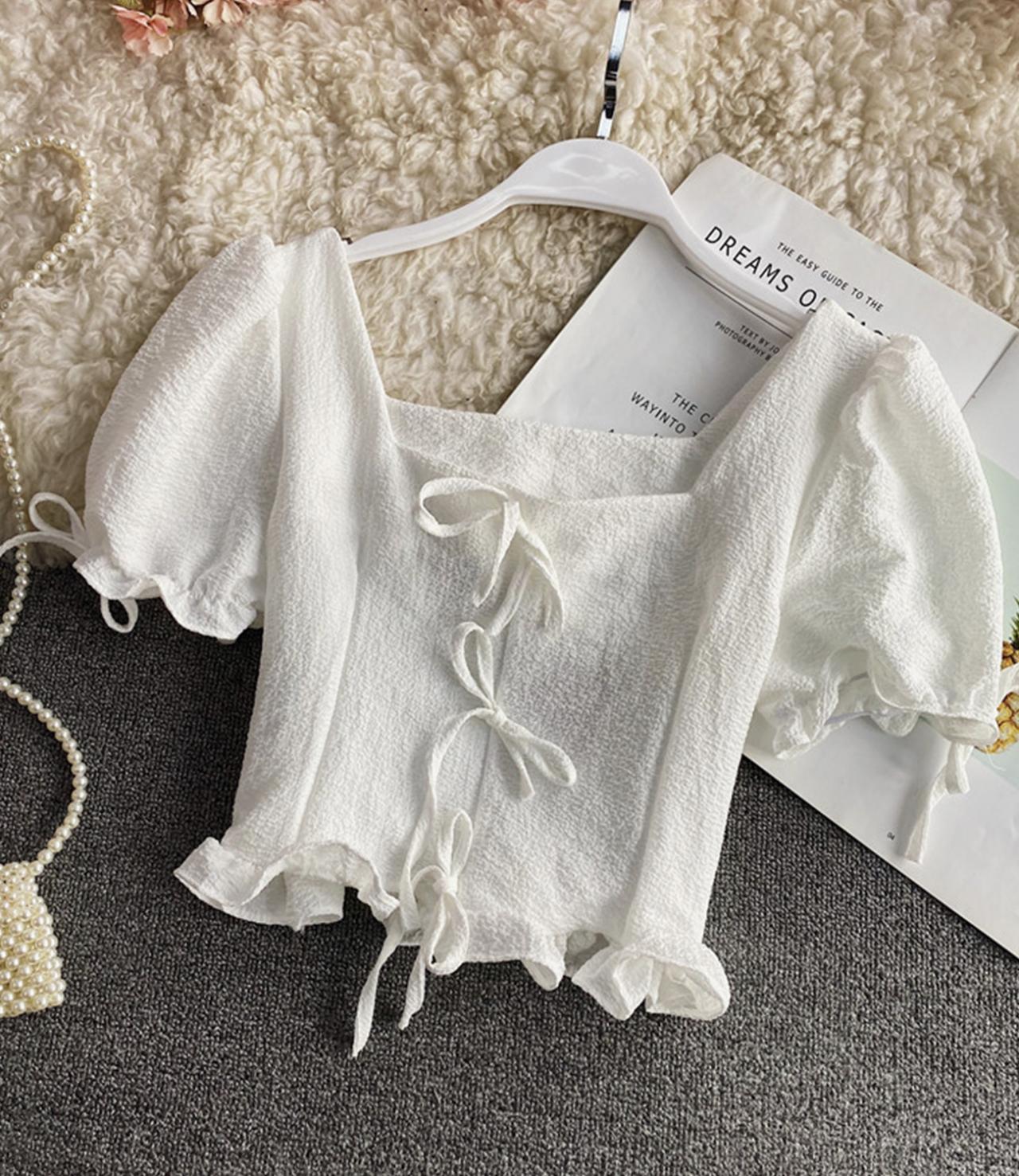 White lace tops long sleeve tops 346