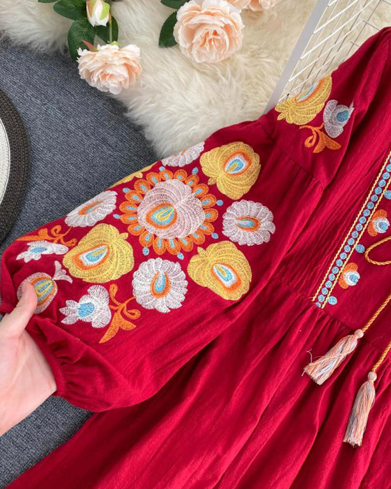 Stylish embroidered puff sleeve top 383