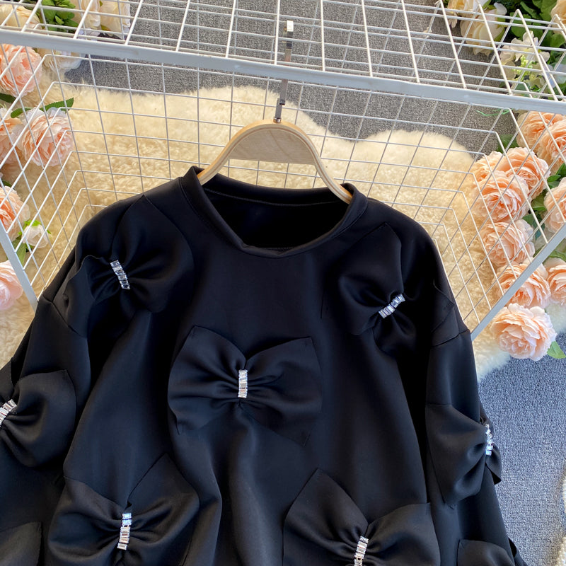 Cute long-sleeved tops with bow 269