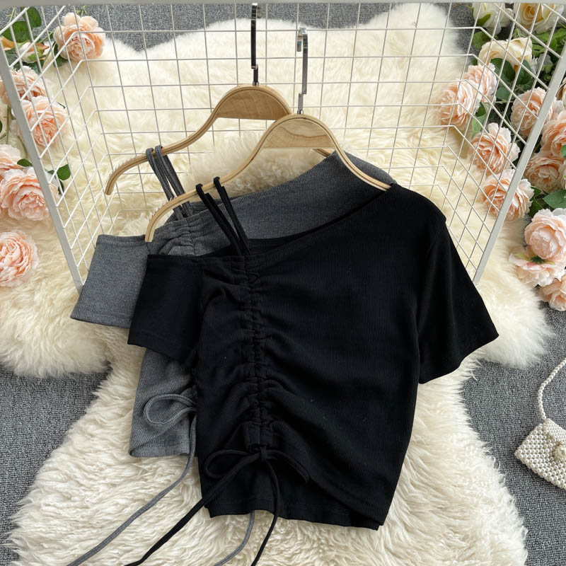Cute one shoulder T shirt 260