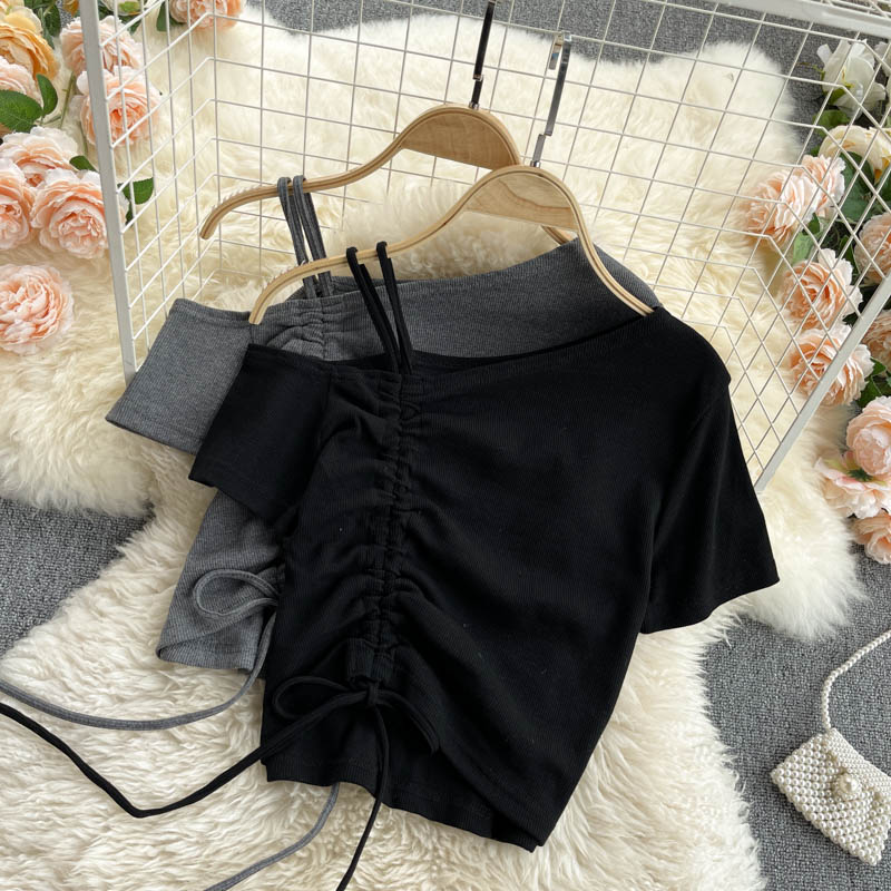Cute one shoulder T shirt 260