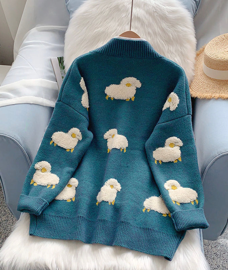 Cute sheep pattern sweater long sleeve sweater sweater coat spring and autumn clothing 156