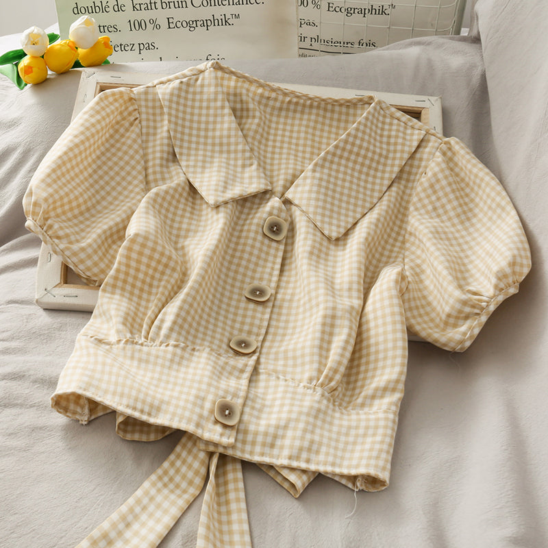Cute Plaid Short Sleeve Top 299