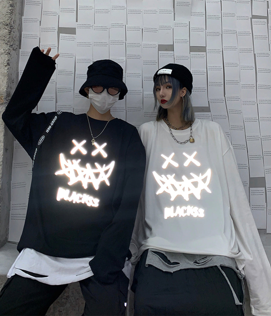 T-shirt reflective long sleeve T-shirt couple T-shirt 322