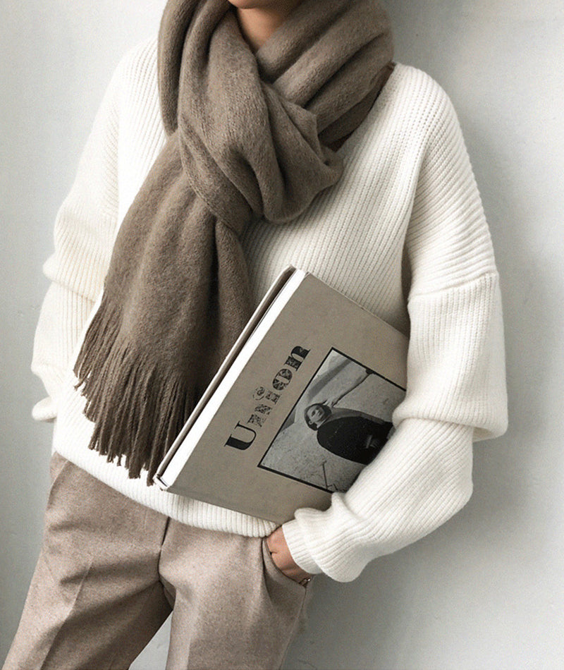 Simple v neck neck sweater long sleeve sweater 113