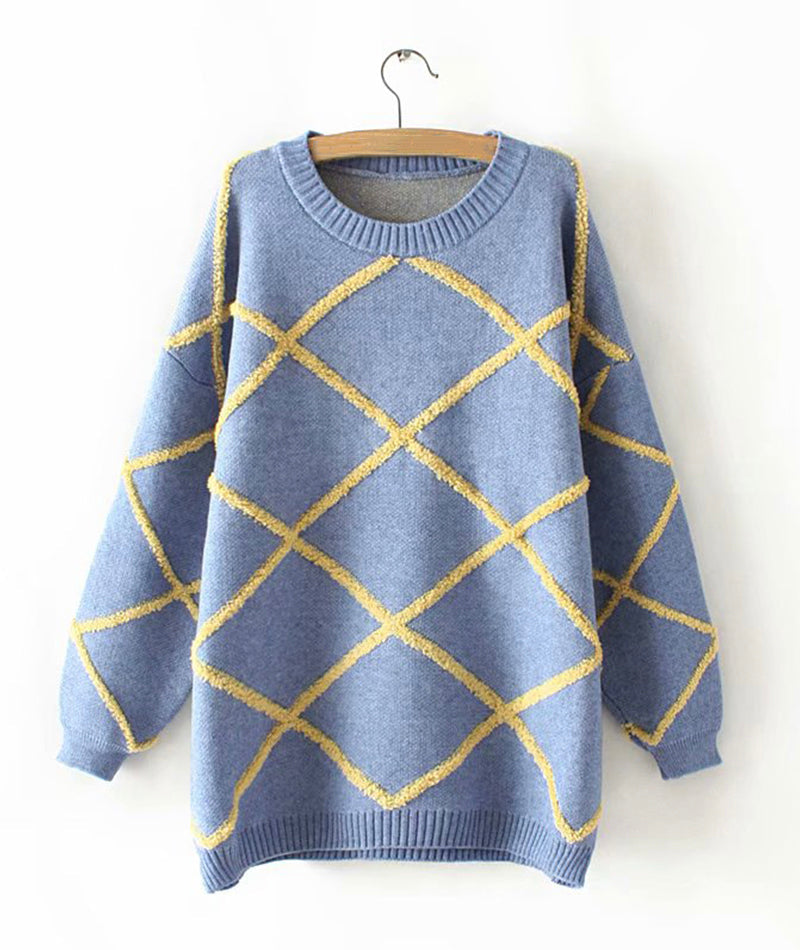 Cute round neck sweater long sleeve sweater 131