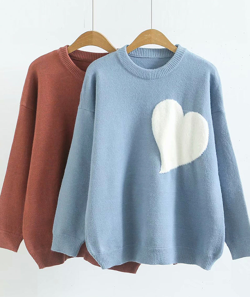 Sweater long sleeve heart sweater 097