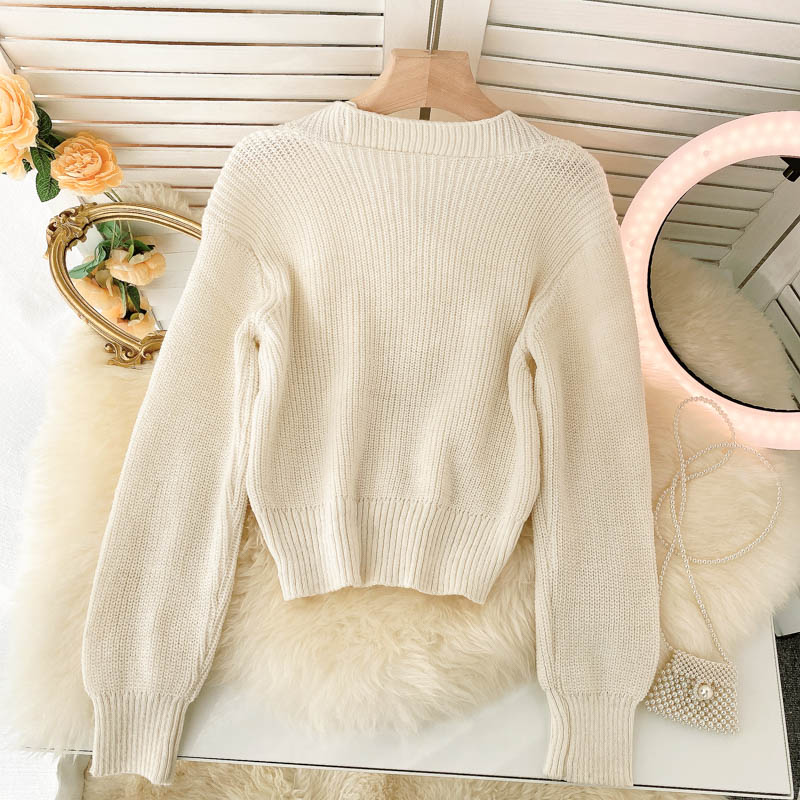 Lovely bow-knot long-sleeved cardigan sweater 137