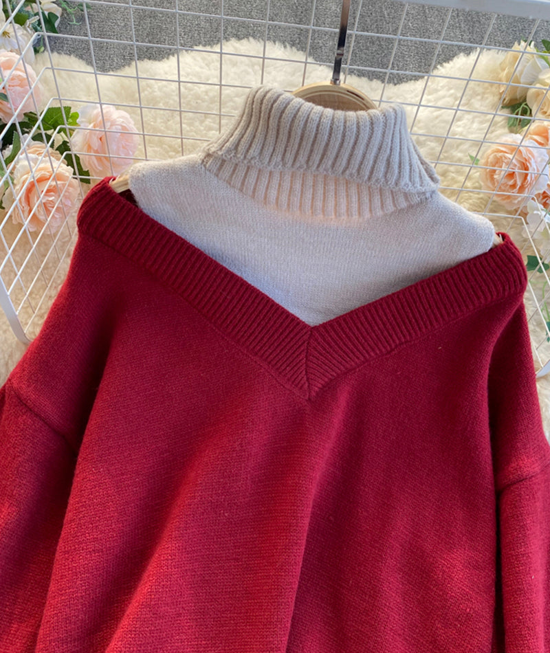 Stylish Long Sleeve Sweater High Neck Sweater ED0163