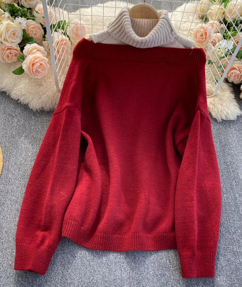 Stylish Long Sleeve Sweater High Neck Sweater ED0163