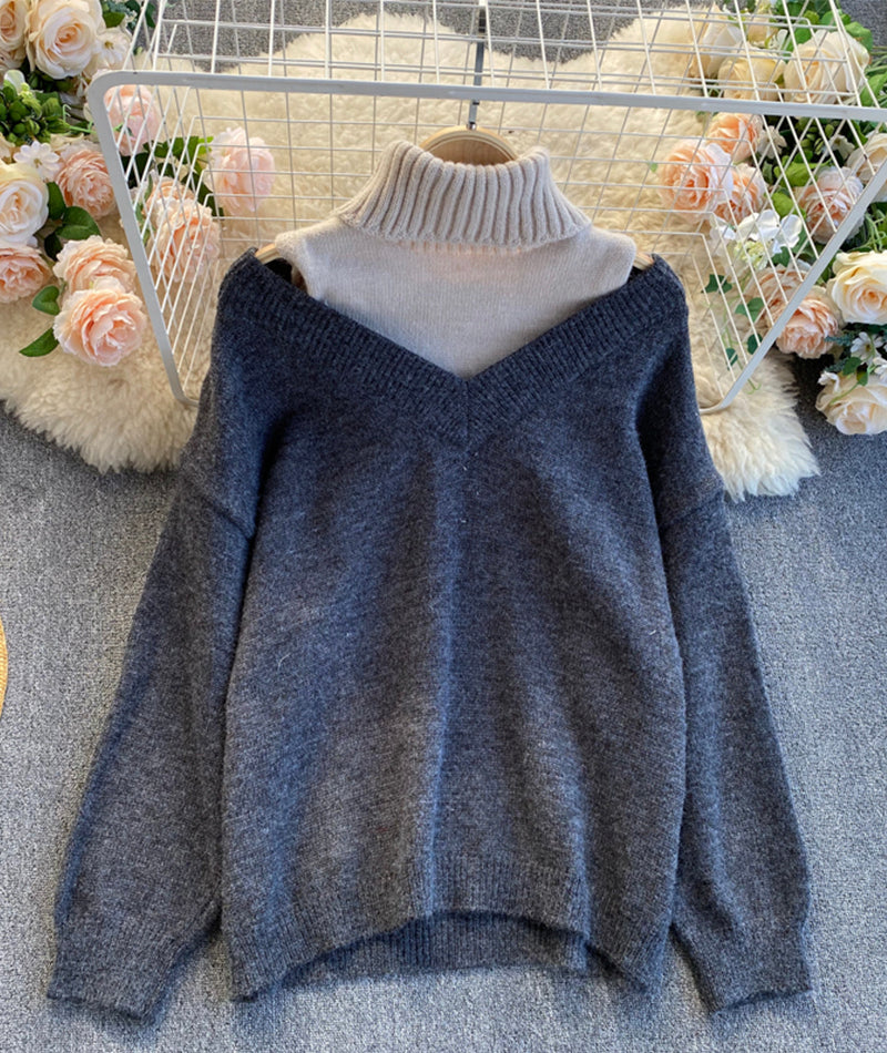 Stylish Long Sleeve Sweater High Neck Sweater ED0163