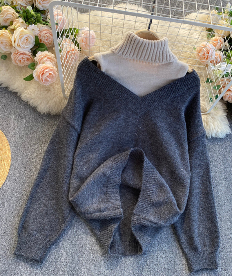 Stylish Long Sleeve Sweater High Neck Sweater ED0163
