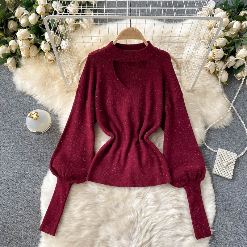 Women's sweater with half high neck design 1604
