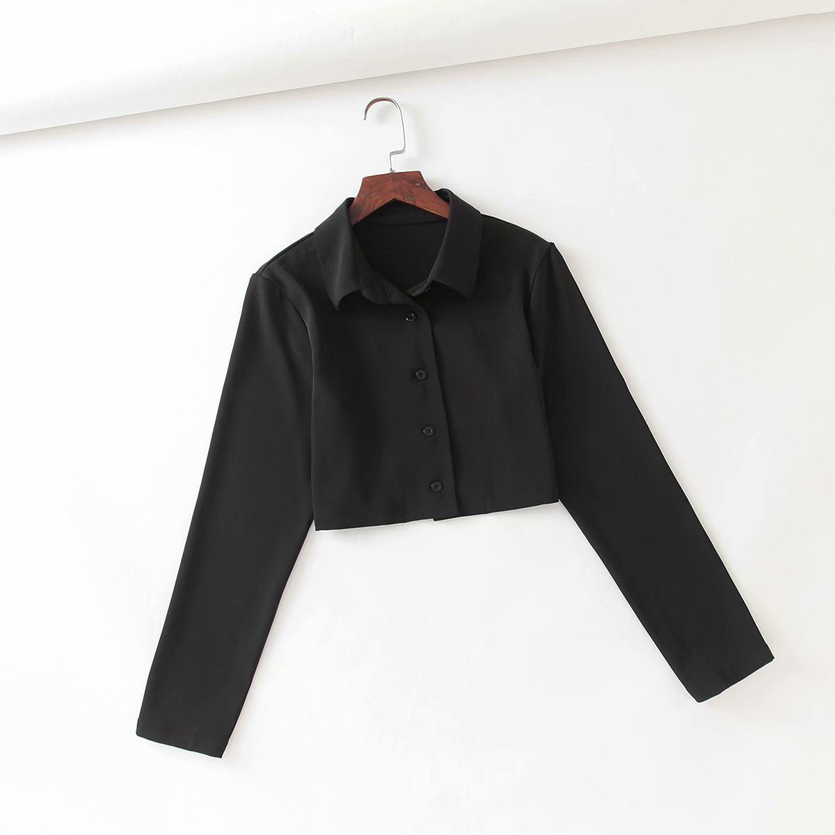 autumn short personalized lapel short shirt single breasted jacket 1383