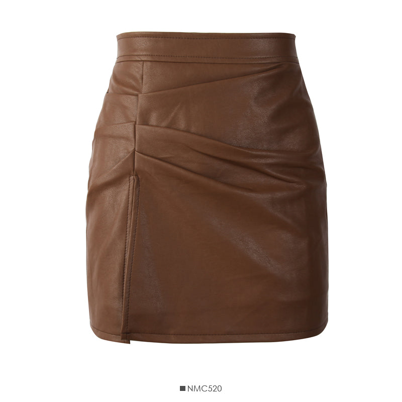 Korean wrinkled irregular split slim wrap hip skirt 2496