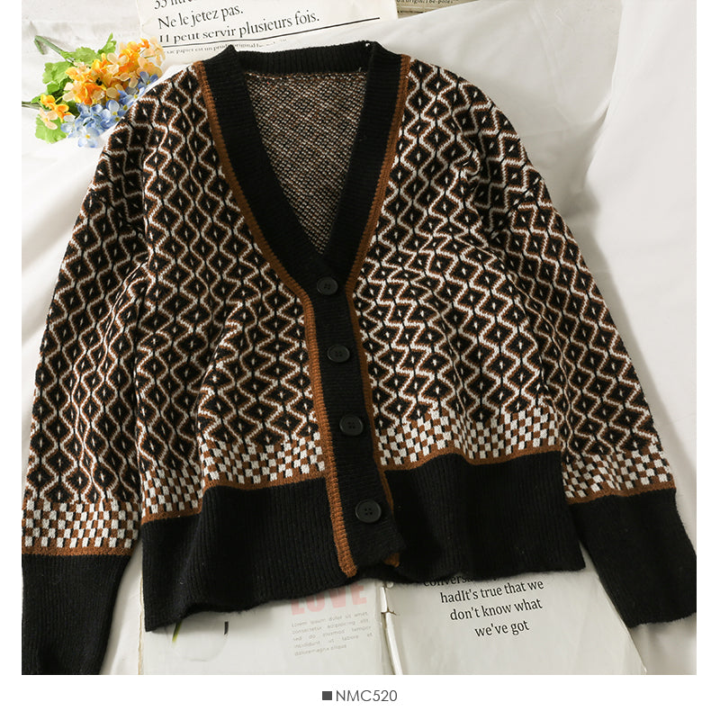 Hong Kong Vintage Plaid single breasted cardigan sweater coat 1926