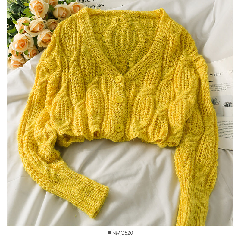 Jacquard sweater women's loose and thin solid color sweater 1741