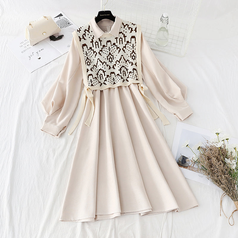 New waistcoat two piece slim knit dress 2137