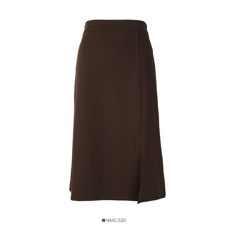 Versatile solid split mid length skirt for women 2551