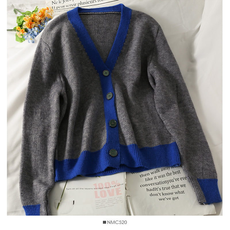 Hong Kong style contrast stitched Vintage loose and thin T-shirt 1787