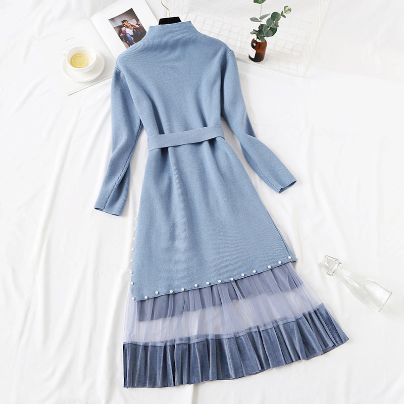 Age reduction suit two piece Pullover temperament knitted dress knee length skirt children 2172