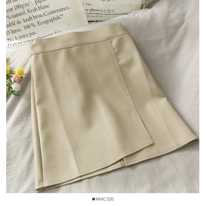 Irregular solid color versatile High Waist Hip Wrap Skirt 2536