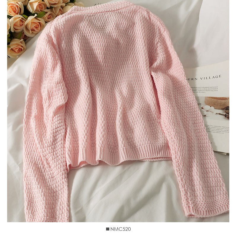 Sweater women's new loose thin single breasted sweater 1912