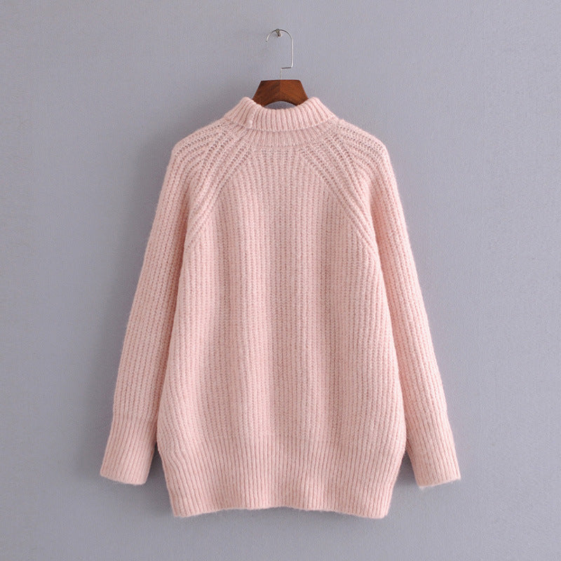 Loose knit turtleneck sweater for women 1353