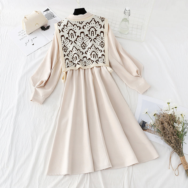 New waistcoat two piece slim knit dress 2137